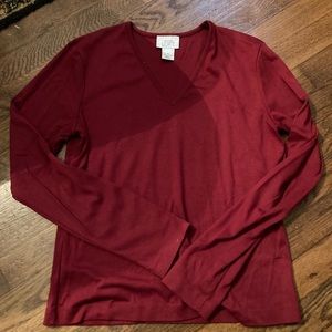 Red long-sleeved top